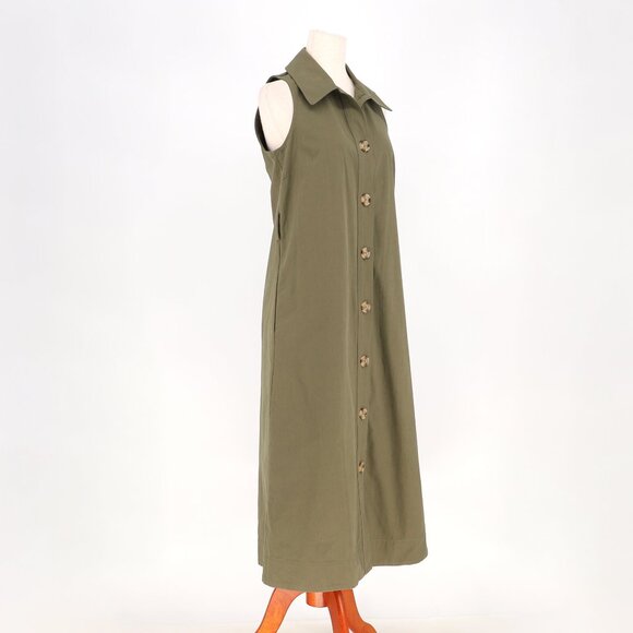 NWT TUCKERNUCK Army Green Sleeveless Chamberlin A-Line Midi Dress Size S - Picture 2 of 10